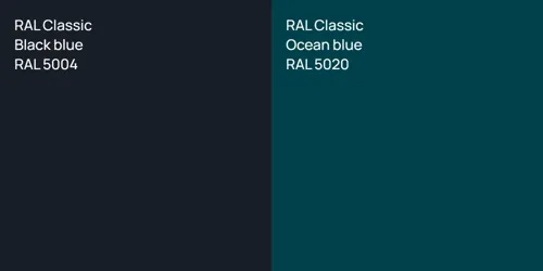 RAL 5004  Black blue vs RAL 5020  Ocean blue