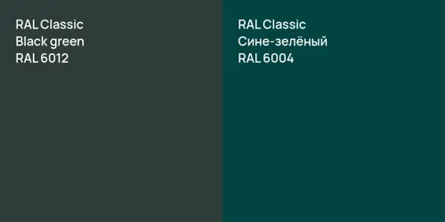 RAL 6012  Black green vs RAL 6004 Сине-зелёный