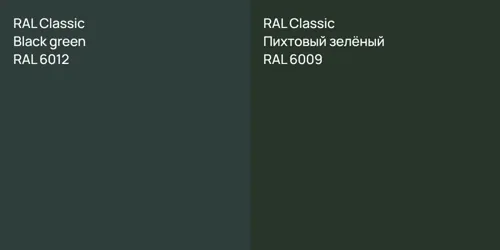 RAL 6012  Black green vs RAL 6009 Пихтовый зелёный