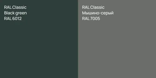 RAL 6012  Black green vs RAL 7005 Мышино-серый