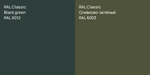 RAL 6012  Black green vs RAL 6003 Оливково-зелёный