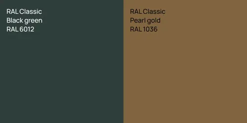 RAL 6012  Black green vs RAL 1036  Pearl gold