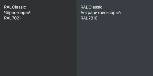 RAL 7021 Чёрно-серый vs RAL 7016 Антрацитово-серый