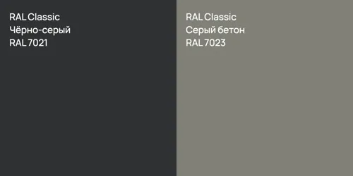 RAL 7021 Чёрно-серый vs RAL 7023 Серый бетон