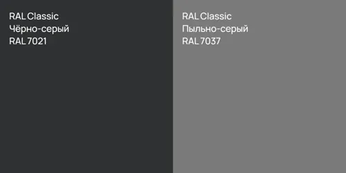 RAL 7021 Чёрно-серый vs RAL 7037 Пыльно-серый