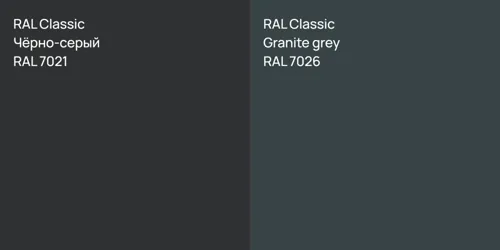 RAL 7021 Чёрно-серый vs RAL 7026  Granite grey