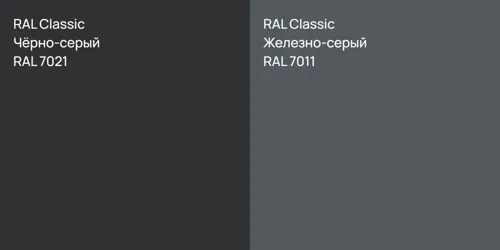 RAL 7021 Чёрно-серый vs RAL 7011 Железно-серый