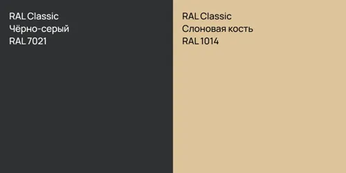 RAL 7021 Чёрно-серый vs RAL 1014 Слоновая кость