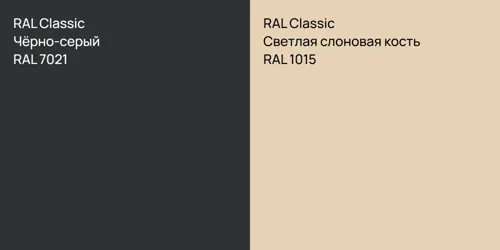 RAL 7021 Чёрно-серый vs RAL 1015 Светлая слоновая кость