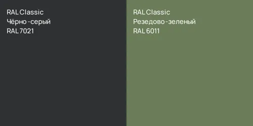 RAL 7021 Чёрно-серый vs RAL 6011 Резедово-зеленый