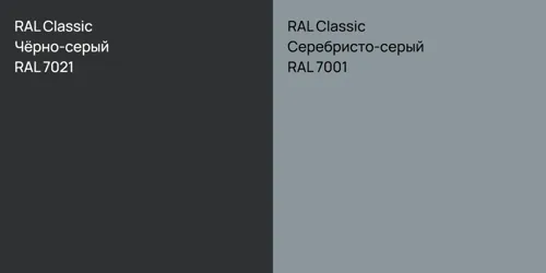 RAL 7021 Чёрно-серый vs RAL 7001 Серебристо-серый
