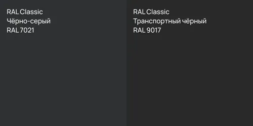 RAL 7021 Чёрно-серый vs RAL 9017 Транспортный чёрный