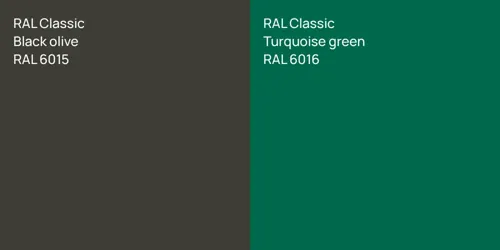 RAL 6015  Black olive vs RAL 6016  Turquoise green