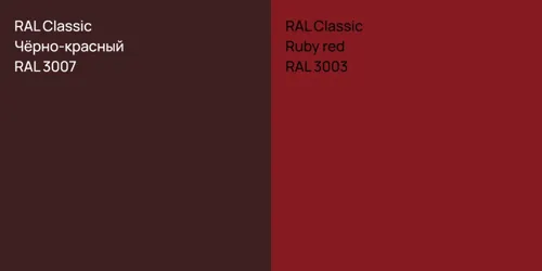 RAL 3007 Чёрно-красный vs RAL 3003  Ruby red