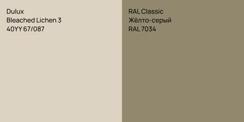 40YY 67/087 Bleached Lichen 3 vs RAL 7034 Жёлто-серый