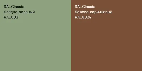 RAL 6021 Бледно-зеленый vs RAL 8024 Бежево-коричневый