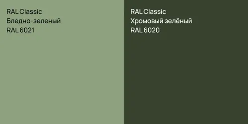 RAL 6021 Бледно-зеленый vs RAL 6020 Хромовый зелёный