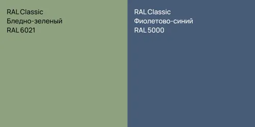 RAL 6021 Бледно-зеленый vs RAL 5000 Фиолетово-синий