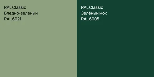 RAL 6021 Бледно-зеленый vs RAL 6005 Зелёный мох