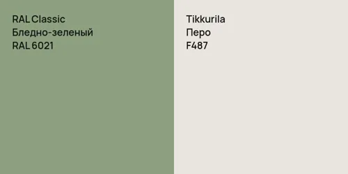 RAL 6021 Бледно-зеленый vs F487 Перо