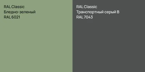 RAL 6021 Бледно-зеленый vs RAL 7043 Транспортный серый B