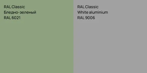 RAL 6021 Бледно-зеленый vs RAL 9006  White aluminium