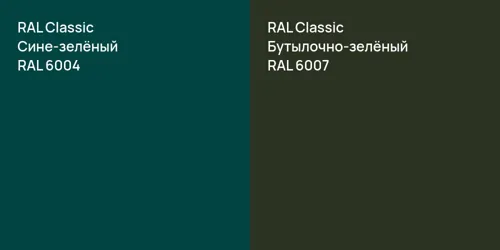 RAL 6004 Сине-зелёный vs RAL 6007 Бутылочно-зелёный