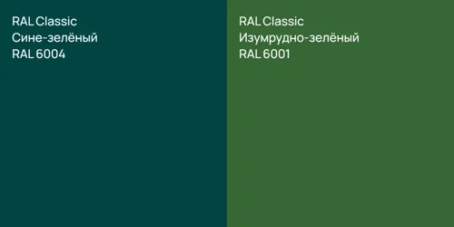 RAL 6004 Сине-зелёный vs RAL 6001 Изумрудно-зелёный