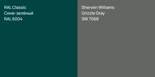 RAL 6004 Сине-зелёный vs SW 7068 Grizzle Gray