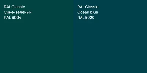 RAL 6004 Сине-зелёный vs RAL 5020  Ocean blue