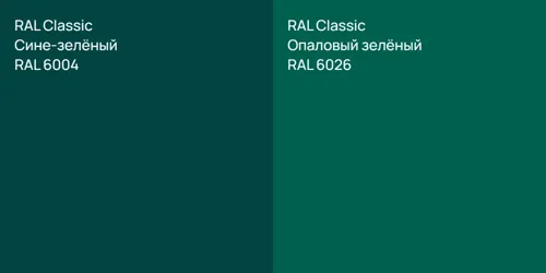 RAL 6004 Сине-зелёный vs RAL 6026 Опаловый зелёный