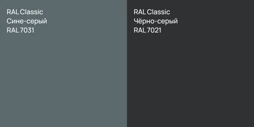 RAL 7031 Сине-серый vs RAL 7021 Чёрно-серый