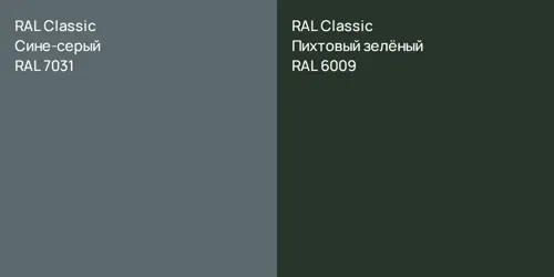RAL 7031 Сине-серый vs RAL 6009 Пихтовый зелёный