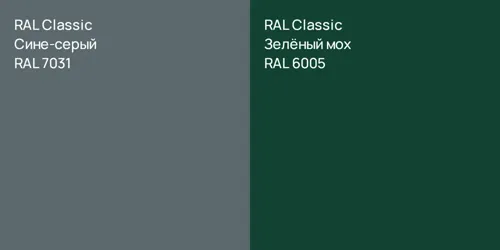 RAL 7031 Сине-серый vs RAL 6005 Зелёный мох