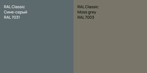 RAL 7031 Сине-серый vs RAL 7003  Moss grey