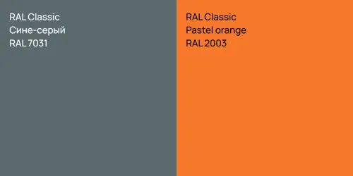 RAL 7031 Сине-серый vs RAL 2003  Pastel orange
