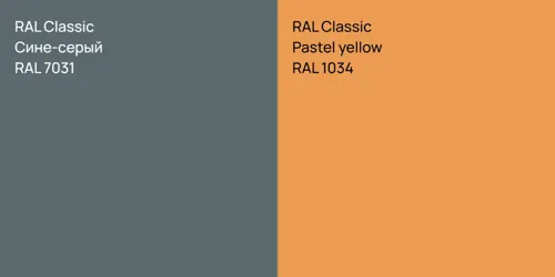 RAL 7031 Сине-серый vs RAL 1034  Pastel yellow
