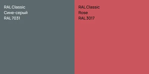 RAL 7031 Сине-серый vs RAL 3017  Rose