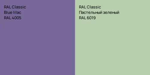 RAL 4005 Blue lilac vs RAL 6019 Пастельный зеленый