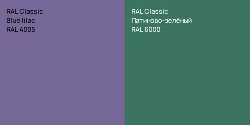 RAL 4005 Blue lilac vs RAL 6000 Патиново-зелёный