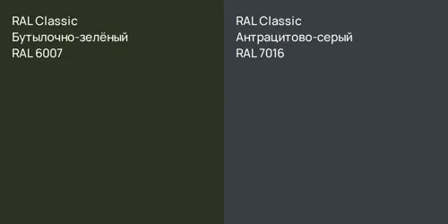 RAL 6007 Бутылочно-зелёный vs RAL 7016 Антрацитово-серый
