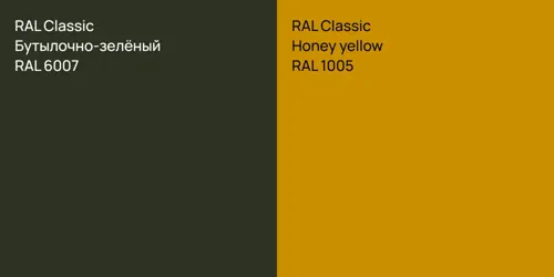 RAL 6007 Бутылочно-зелёный vs RAL 1005  Honey yellow