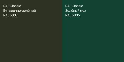 RAL 6007 Бутылочно-зелёный vs RAL 6005 Зелёный мох