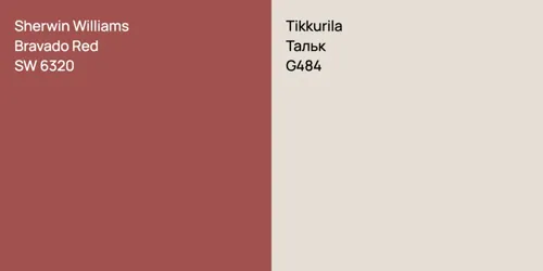 SW 6320 Bravado Red vs G484 Тальк