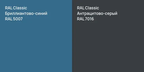 RAL 5007 Бриллиантово-синий vs RAL 7016 Антрацитово-серый