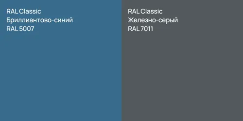 RAL 5007 Бриллиантово-синий vs RAL 7011 Железно-серый