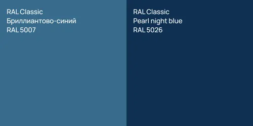 RAL 5007 Бриллиантово-синий vs RAL 5026  Pearl night blue