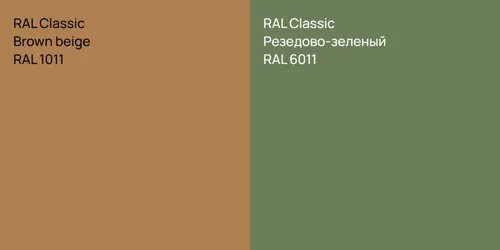 RAL 1011  Brown beige vs RAL 6011 Резедово-зеленый