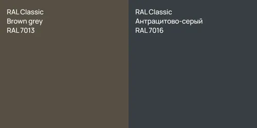 RAL 7013  Brown grey vs RAL 7016 Антрацитово-серый
