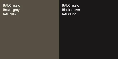 RAL 7013  Brown grey vs RAL 8022  Black brown